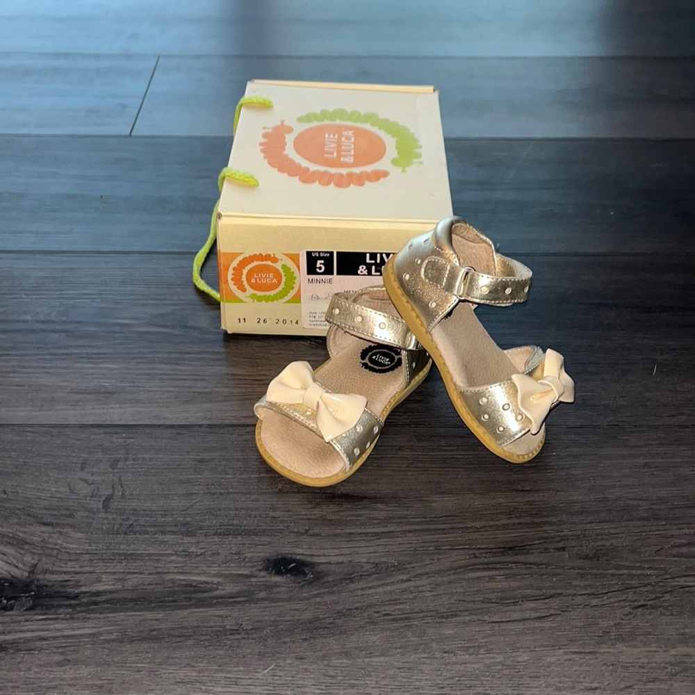 Size 5 Gold Livie & Luca Minnie Bow Sandals